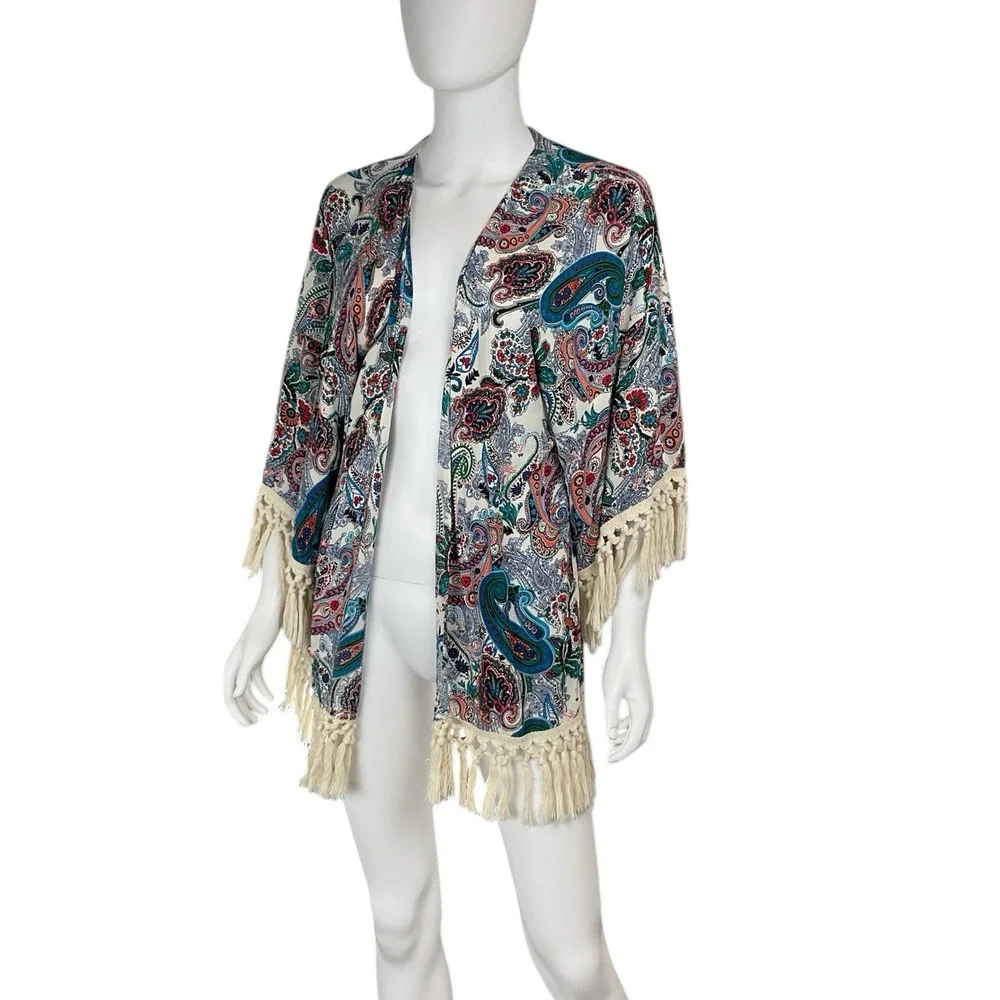 Umgee Boho Paisley Wrap Shawl Fringe Tassel Lightweight Women's Small / Medium